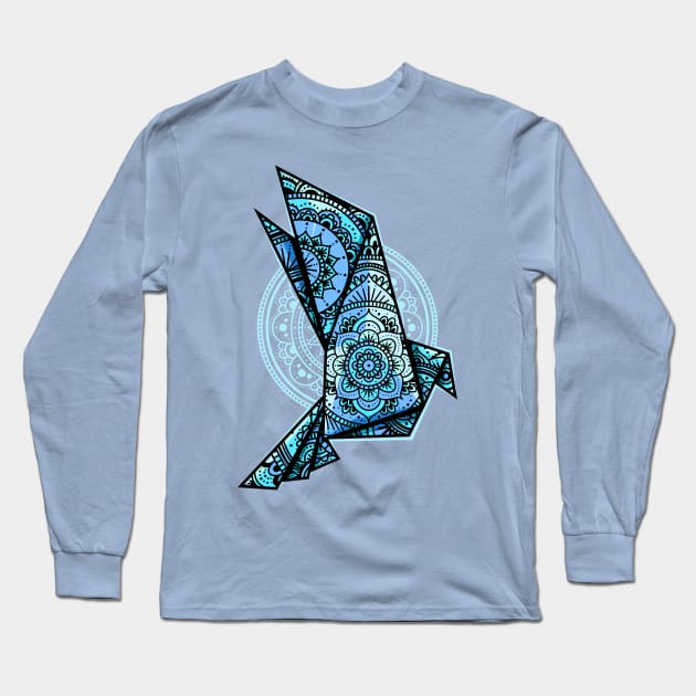 Mandala Bird Monochromatic Long Sleeve T-Shirt by ArtisticDyslexia